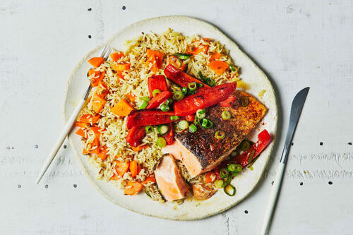 Smoky Spanish Salmon and Spiced Rice