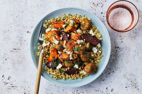 Spicy Roasted Falafel Veggie Bowl