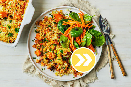 Moroccan Lamb, Veggie-Couscous Bake