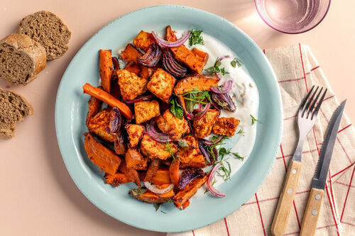 Süß-scharfer Harissa-Tofu