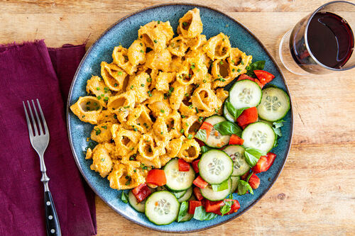 Conchiglie mit Cashew-Mais-Sauce