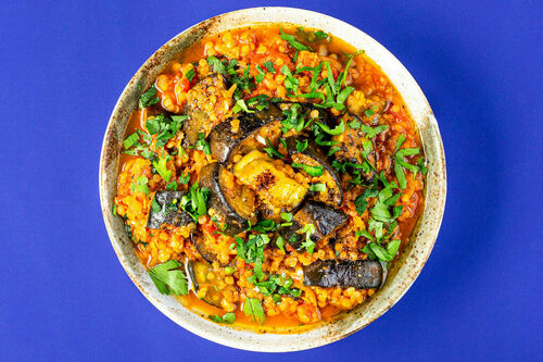 Vegan curry met aubergine