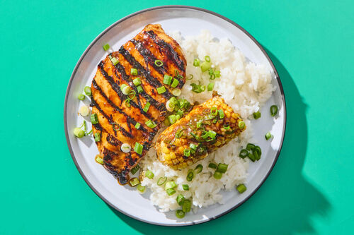 Grilled Teriyaki Salmon with White Rice