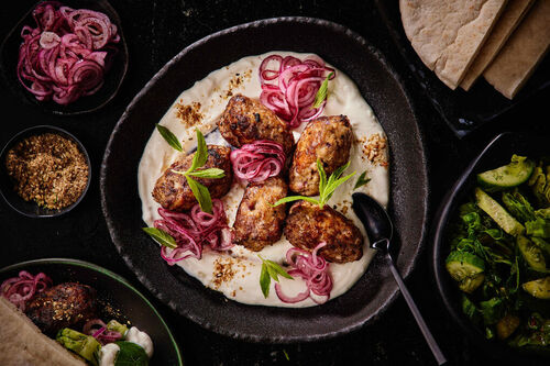 Ultimate Lamb Koftas, Pita and Yoghurt Plate