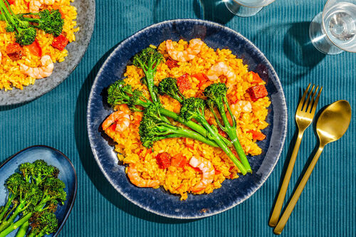 Garnelen-Chorizo-Paella mit Safran