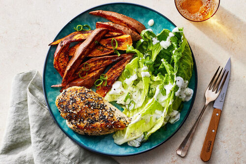 Everything Bagel Salmon & Sweet Potato Fries