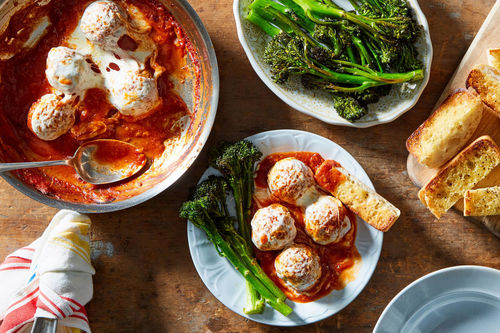 Skillet Chicken Meatball Parmesan