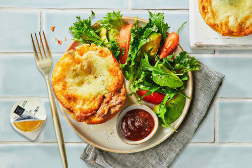 Chunky Beef Pies with Cheese Crust and Salad