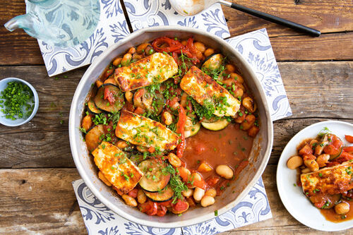 Ofen-Grillkäse Shakshuka-Art