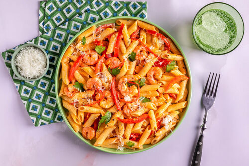 Penne met garnalen