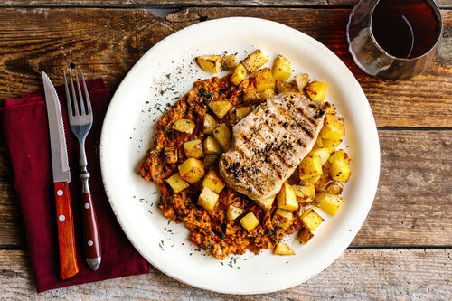 Gegrilltes Schweinerückensteak