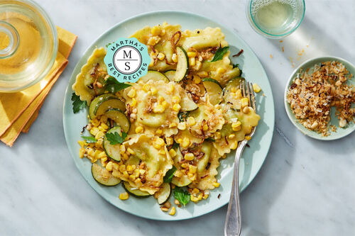 Martha's Best Lemon-Burrata Ravioli with Corn