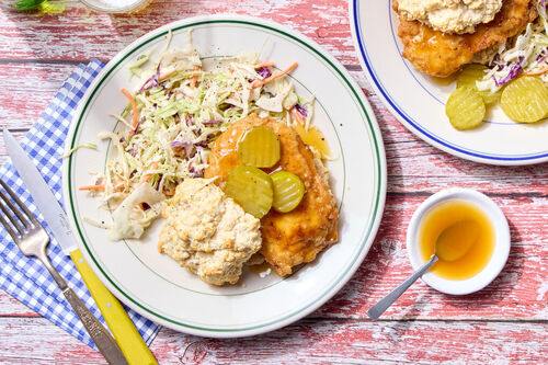 Hot Honey-Butter Chicken on Biscuits