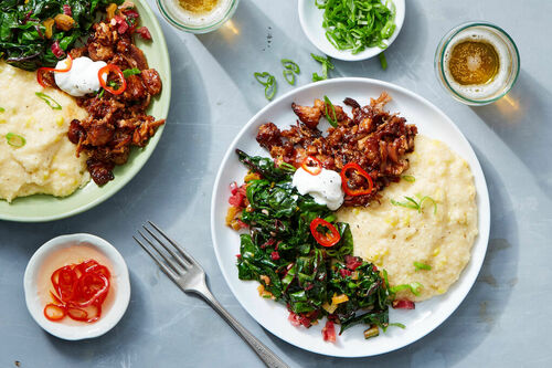 BBQ Braised Beef with Cheesy Grits