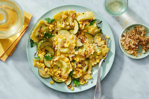 Gluten Free-Cheese Ravioli with Zucchini
