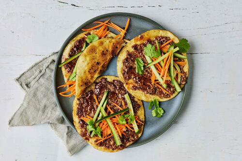 Char Sui Pork Dumpling Smash Tacos