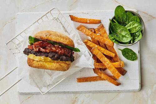 Smashed Spiced Beef Burgers and Fries