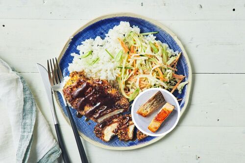 Sesame Salmon Katsu and Japanese Slaw