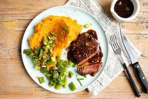 Vegane Steakpfanne japanische Art
