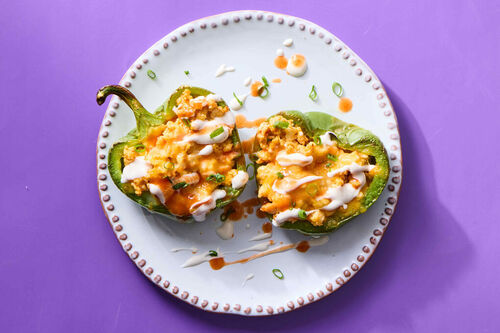 Low-Carb Buffalo-Style Beef Stuffed Peppers