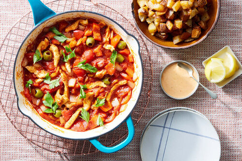 Skillet Chicken & Patatas Bravas
