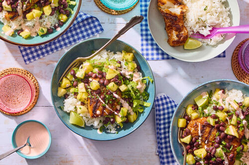 Fish Taco Bowls with Spiced Cod