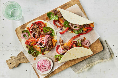 Spicy Beef and Capsicum Fajitas
