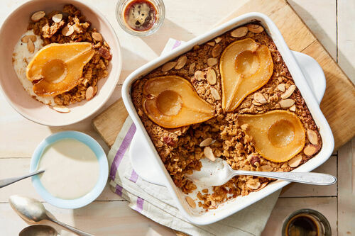 Baked Oatmeal with Spiced Pears