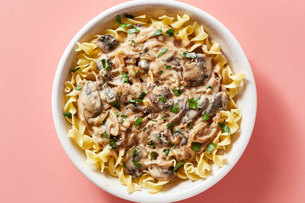 Saucy Mushroom Stroganoff with Buttered Egg Noodles | Dinnerly