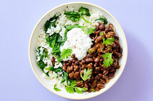 Black Bean Burrito Bowl with Garlic Crema