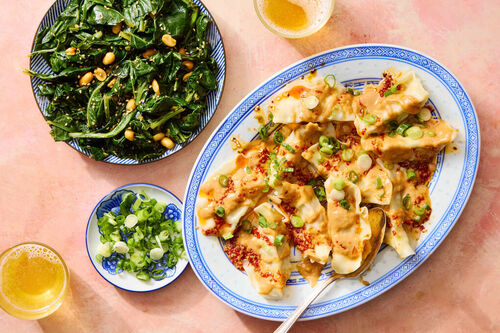 Chicken Dumplings in Peanut Sauce & Chili Oil