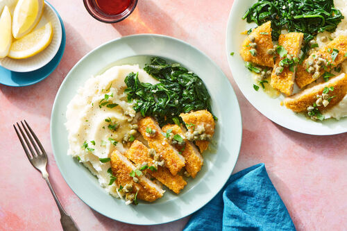Crispy Chicken Piccata & Parmesan Mash