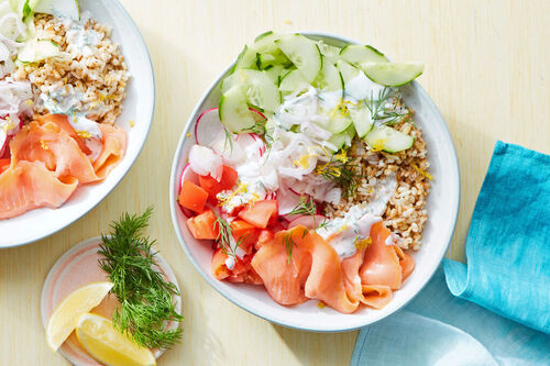 Seared Salmon Brown Rice Bowl