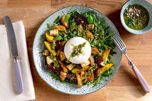 Burrata op geroosterde groente