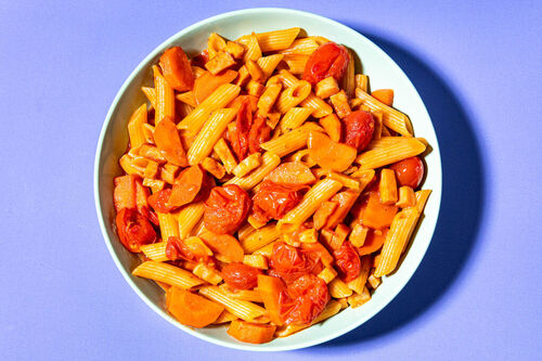 Pasta mit geräucherten Hähnchenstreifen