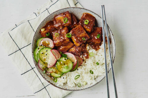 Sticky Korean Barbecue Tofu and Rice