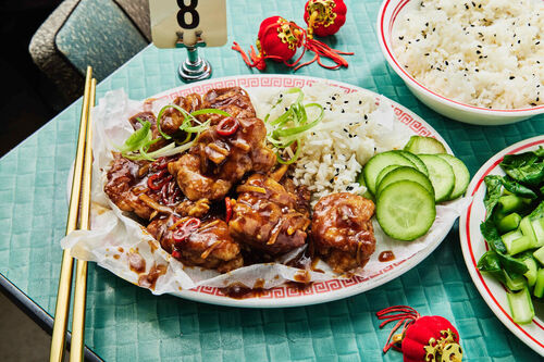 General Tso's Fried Chicken and Sesame Rice