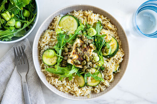 Fenchelrisotto mit gebackenem Feta