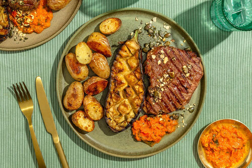 Rinderhüftsteak & Aubergine vom Grill