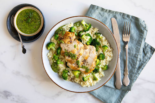 Brokkoli-Risotto mit Bio-Hähnchenfilet