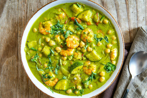 Grünes Garnelen-Kichererbsen-Curry