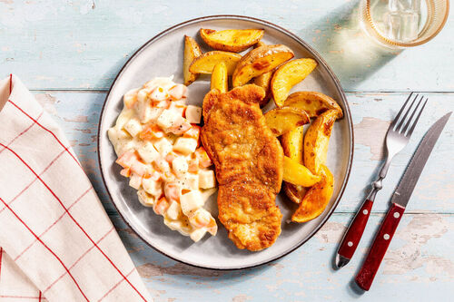 Schweineschnitzel mit Ofenkartoffeln