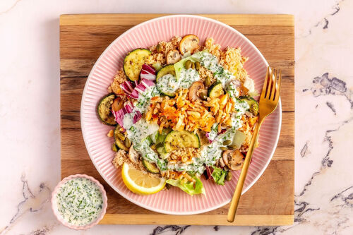 Griekse grillkaas op volkoren couscous