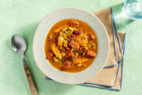 Vegane „Chorizo“-Bohnen-Suppe