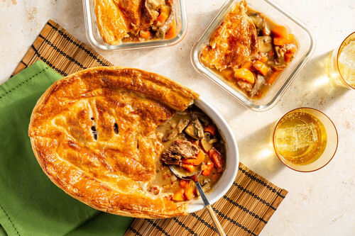 Beef pie met bacon en champignons