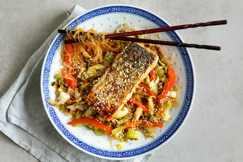 Malse teriyakizalm met sesam