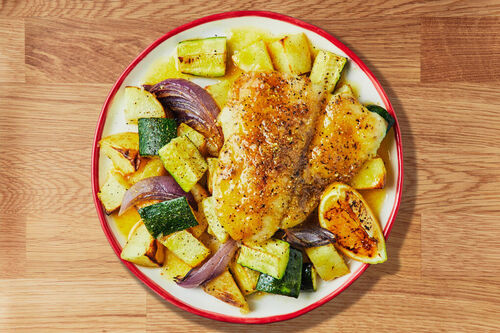 Lemon Pepper Fish and Roast Veggies