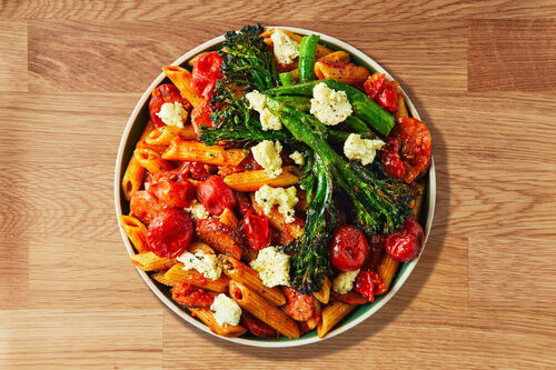 Chorizo, Tomato and Feta Pasta