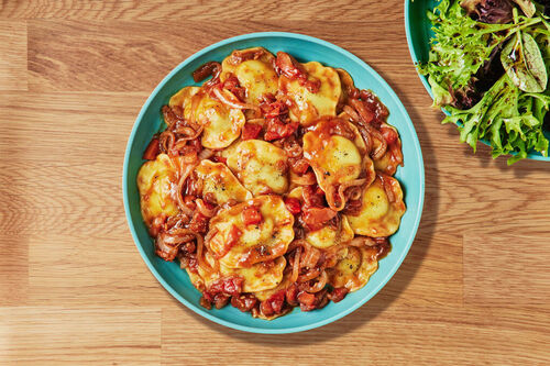 Spinach Ravioli with Sweet Tomato Sauce