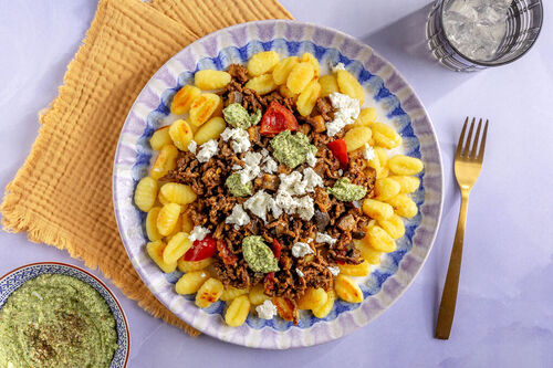 Gehaktpannetje met aubergine en gnocchi
